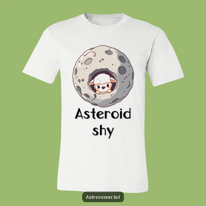 Funny Sheepish Creature Asteroid T-Shirt: Shy and Humorous Space Design