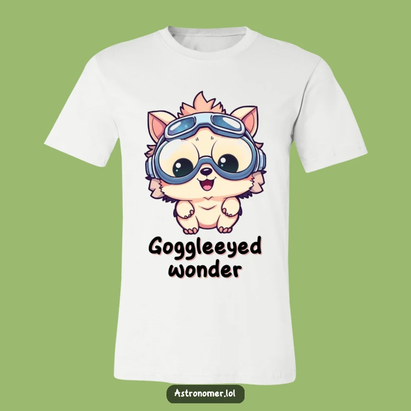 Funny Delighted Creature Goggles T-Shirt: Humorous Space Explorer Apparel