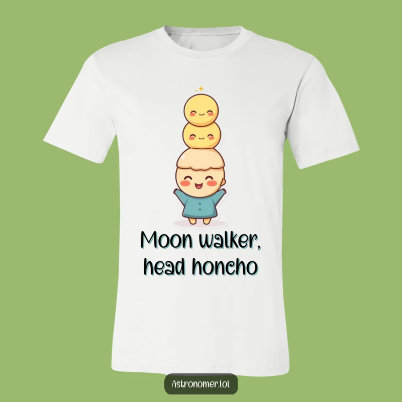 Funny Moon Balance T-Shirt, Happy Character Lunar Stack, Hilarious Gift!