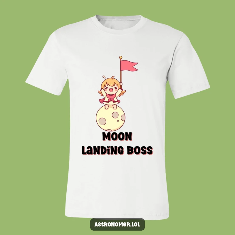 Funny Moon Explorer T-Shirt: Flag Planting Character - Hilarious Gift Idea