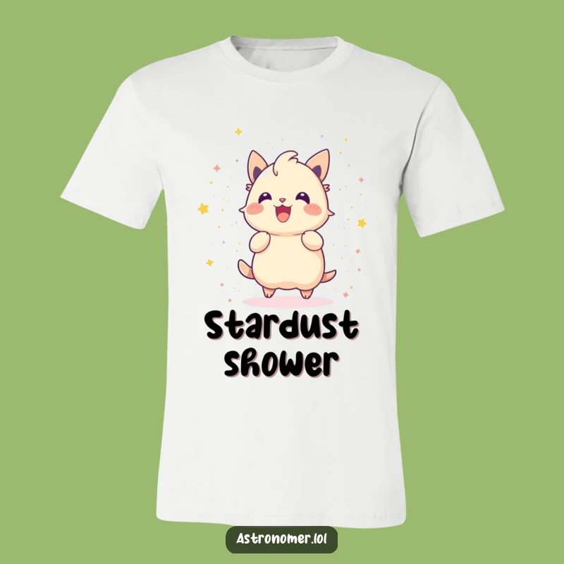 Funny Gleeful Creature Stardust T-Shirt: Cosmic Celebration Apparel