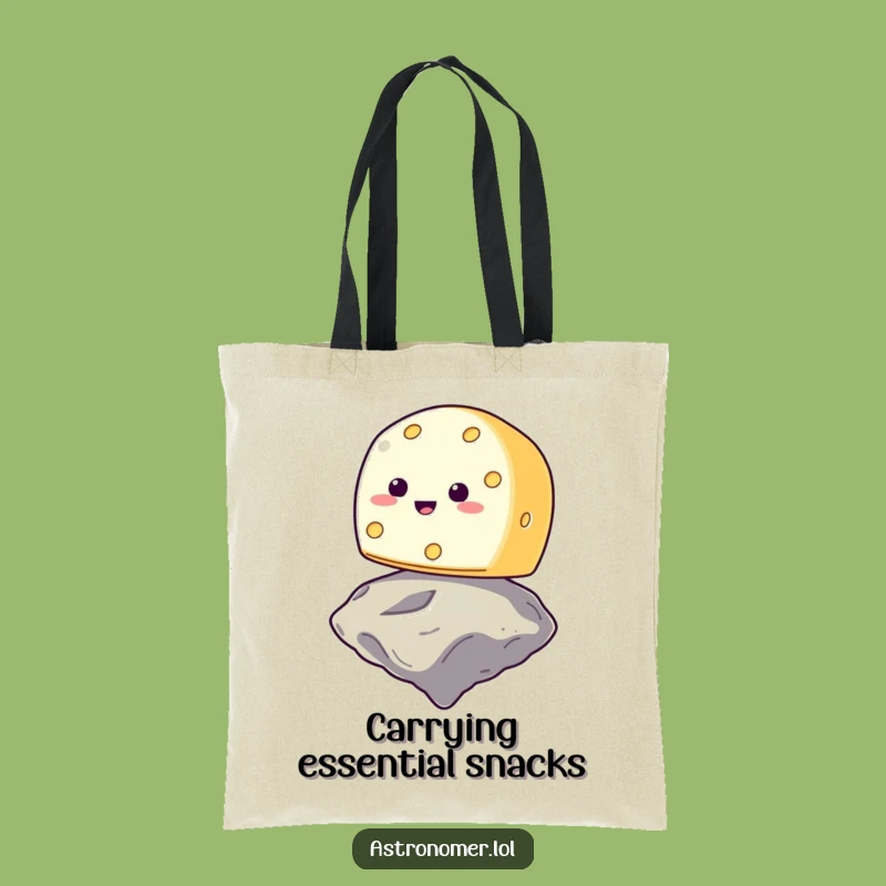 Funny Smiling Cheese Asteroid Tote Bag - Carry Your Cosmic Delights!