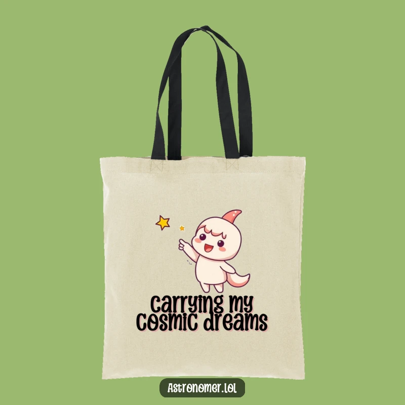 Funny Star Seeker Tote Bag: Cute Character's Stellar Ambition Funny Gift