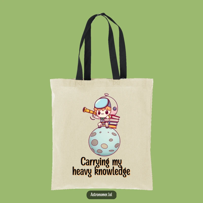 Funny Kawaii Astronomer Tote Bag: Determined Book Balancer Accessory