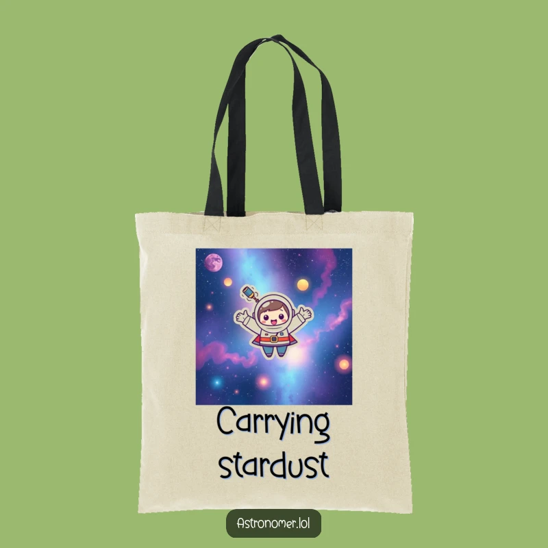 Funny Kawaii Astronomer Tote Bag: Happy Nebula Floater Accessory