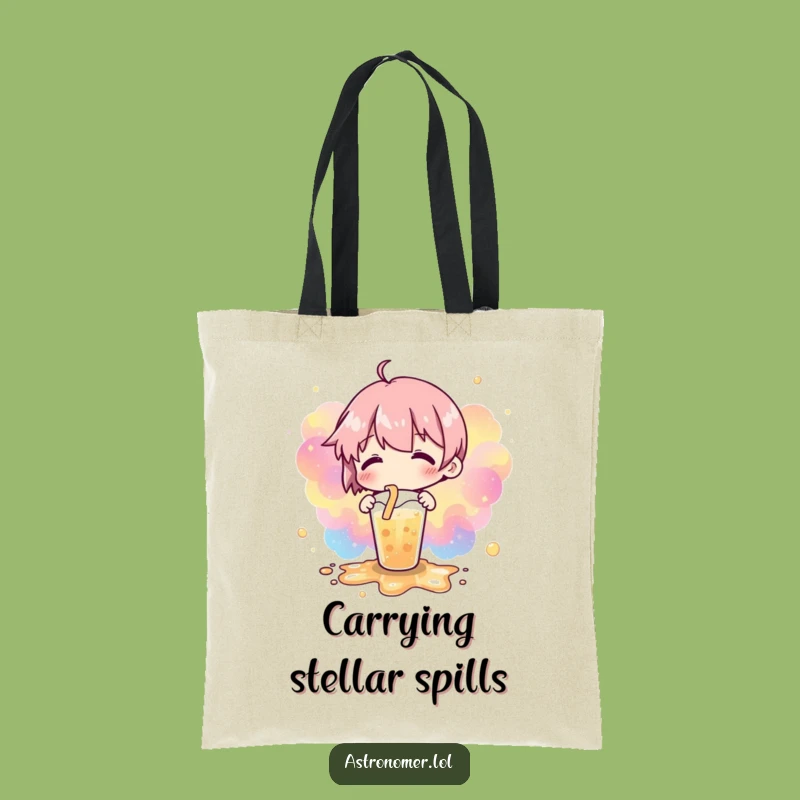 Funny Cosmic Spill Tote Bag: Nebulae Drink Carry-All for Space Fans