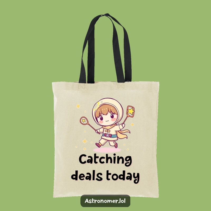 Funny Kawaii Astronomer Tote Bag: Shooting Star Chase Carry-All - Humorous Gift