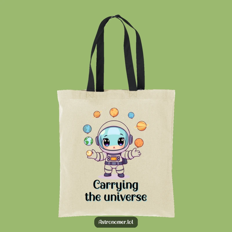 Funny Astronaut Planet Juggler Tote Bag: Carry Your Cosmic Talents
