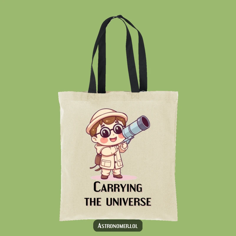 Funny Kawaii Astronomer Tote Bag: Wobbly Telescope Carry-All - Humorous Gift