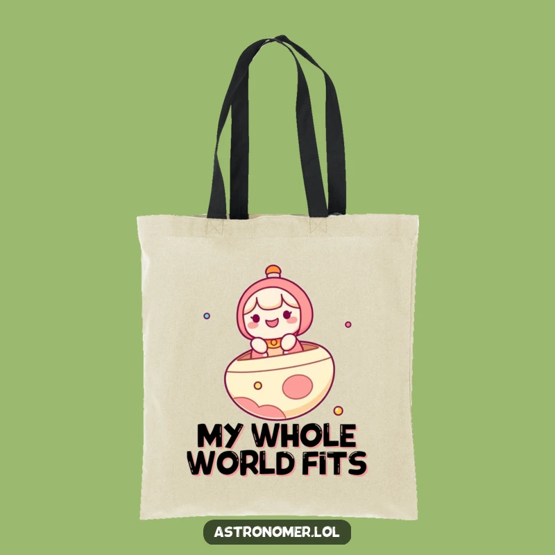 Funny Kawaii Tote Bag, Joyful Space Sailor Character Floating on a Planet, Perfect Funny Gift!