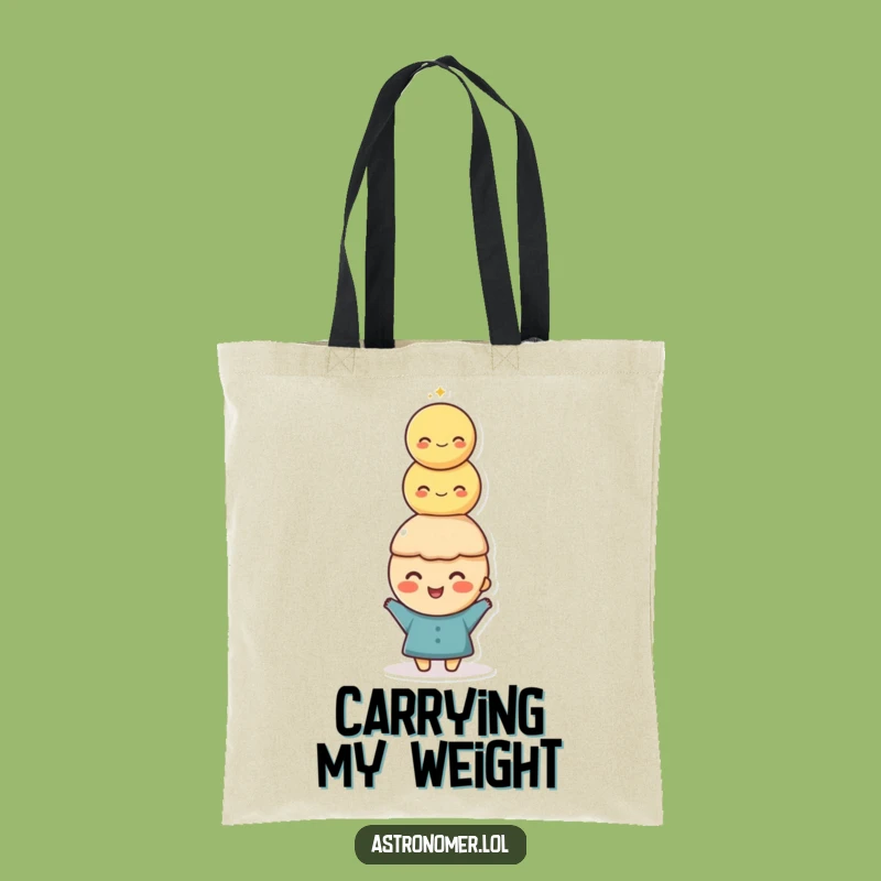 Funny Moon Balance Tote Bag, Character Lunar Stack, Perfect Functional Funny Gift!