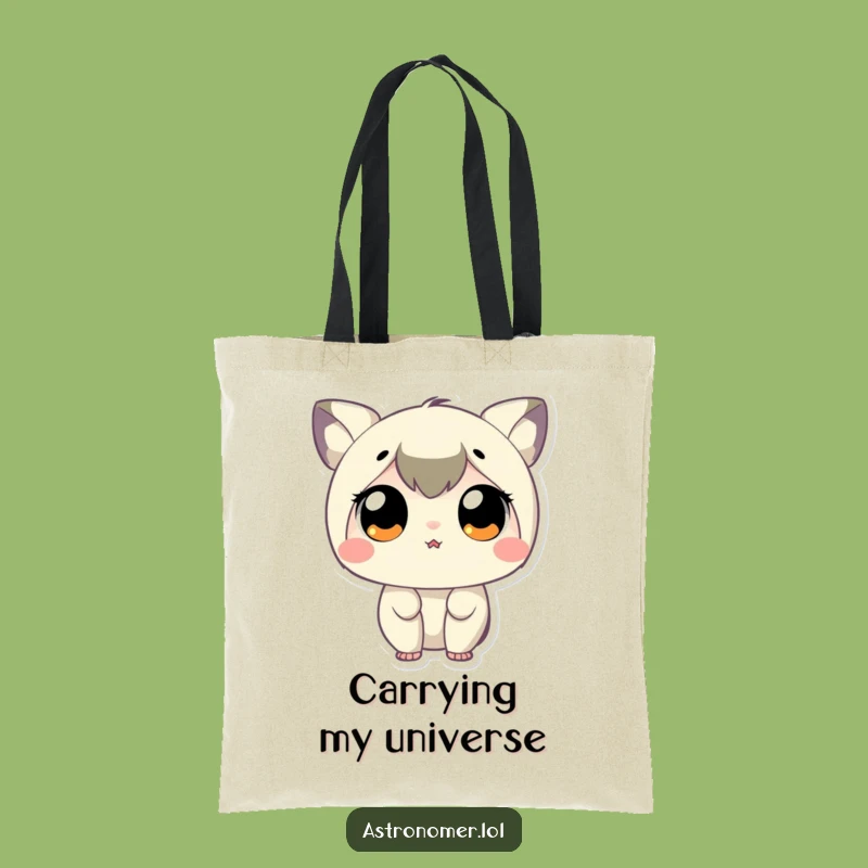 Funny Stargazer Tote Bag: Tiny Character, Big Eyes, Carry Your Dreams Anywhere