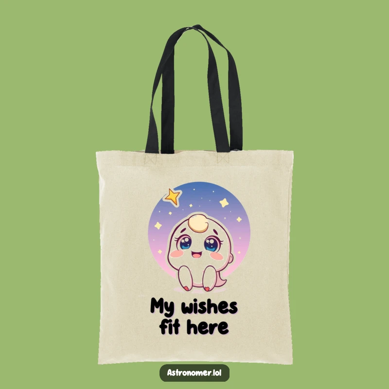 Funny Wish Tote Bag: Joyful Character and Shooting Star, Practical Funny Gift