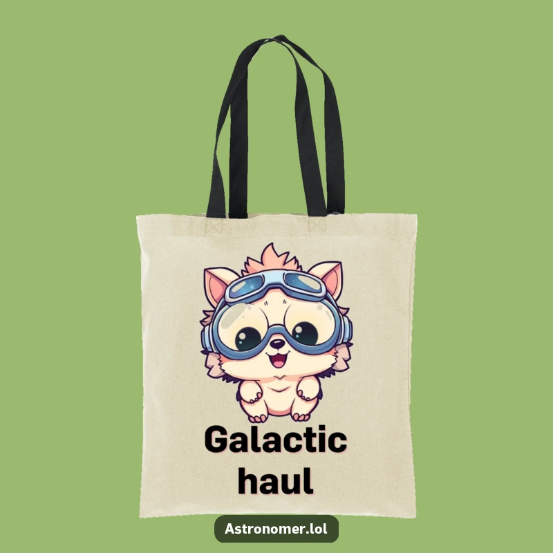 Funny Delighted Creature Goggles Tote Bag: Carry Your Cosmic Adventures