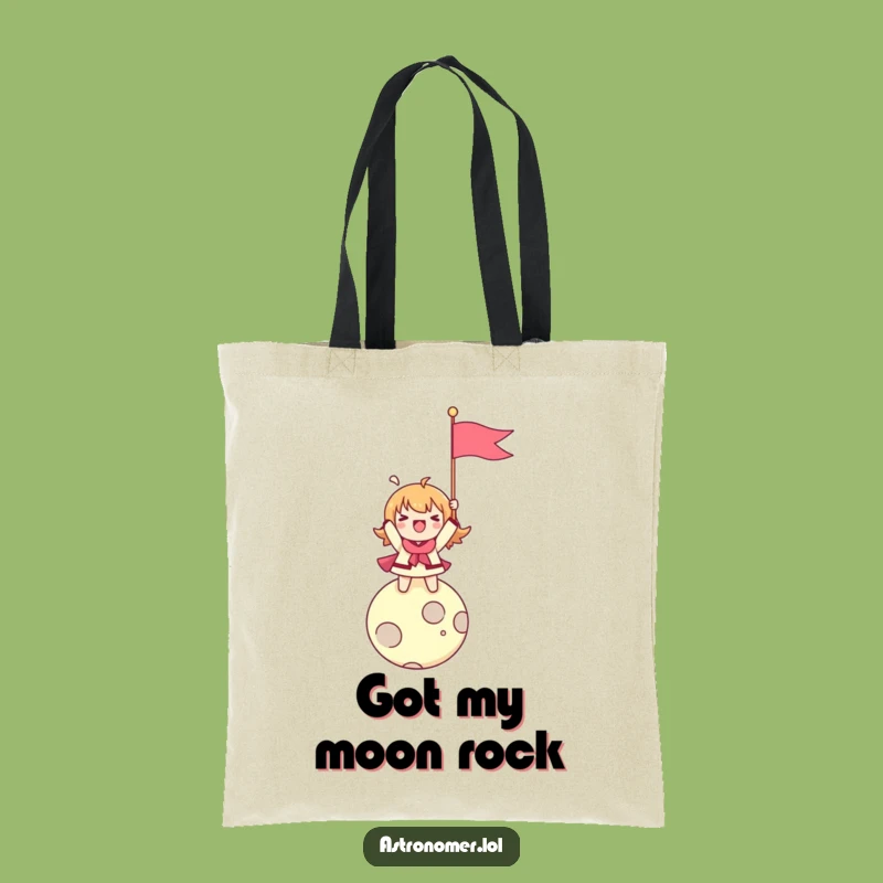 Funny Moon Conqueror Tote Bag: Flag Planting Character - Perfect Funny Gift