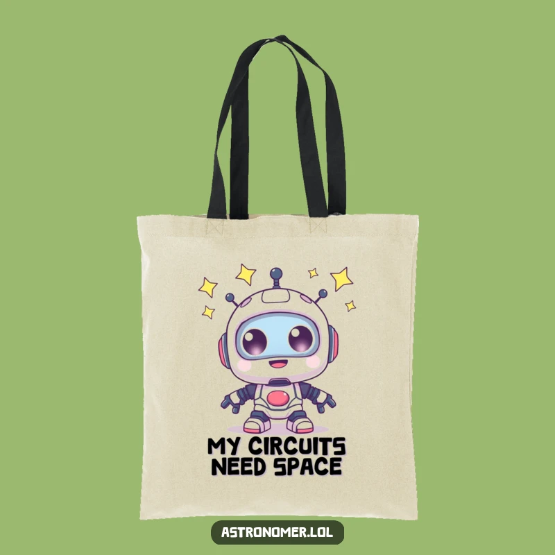 Funny Robot Tote Bag: Whimsical Star Gazer Carry-All Gift for Essentials