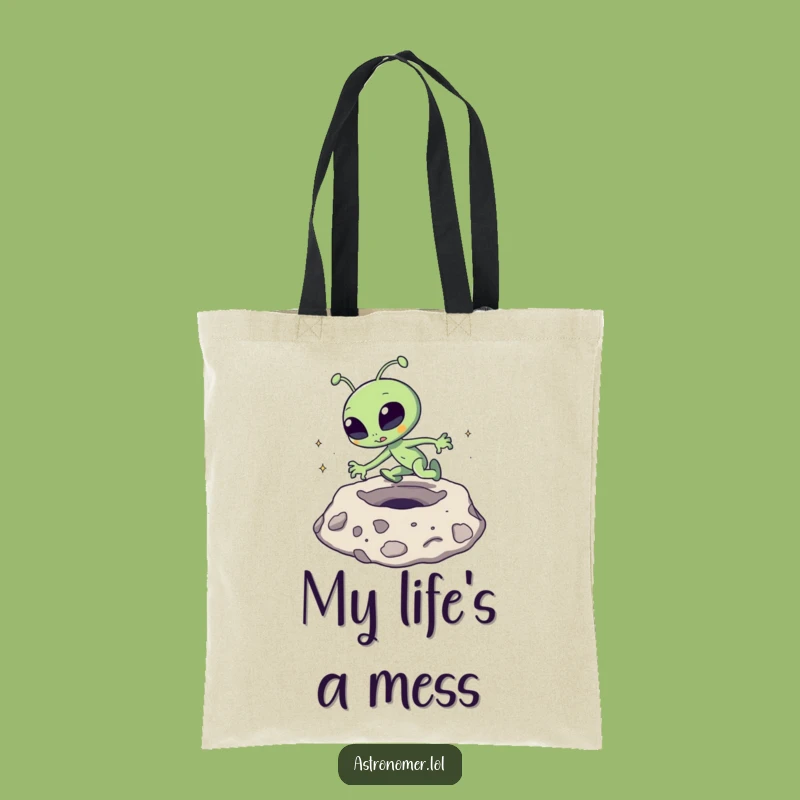 Funny Alien Tote Bag: Hilarious Lunar Mishap Carry-All Gift Bag