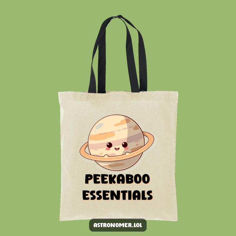 Funny Curious Planet Tote Bag, Peeking Character, Perfect Practical Funny Gift!