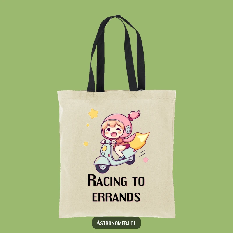 Funny Comet Rider Tote Bag, Character Scooting, Perfect Practical Funny Gift!