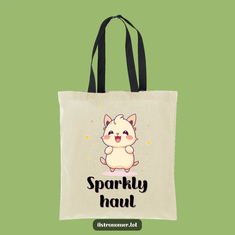 Funny Gleeful Creature Stardust Tote Bag: Carry Cosmic Joy